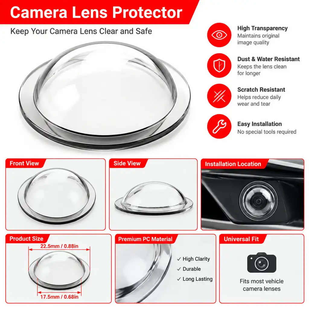 Flowzen Car Camera Protector Cover 2/4pcs Transparent Lens Shield Anti Scratch Dustproof Waterproof Film Camera Protective Cover