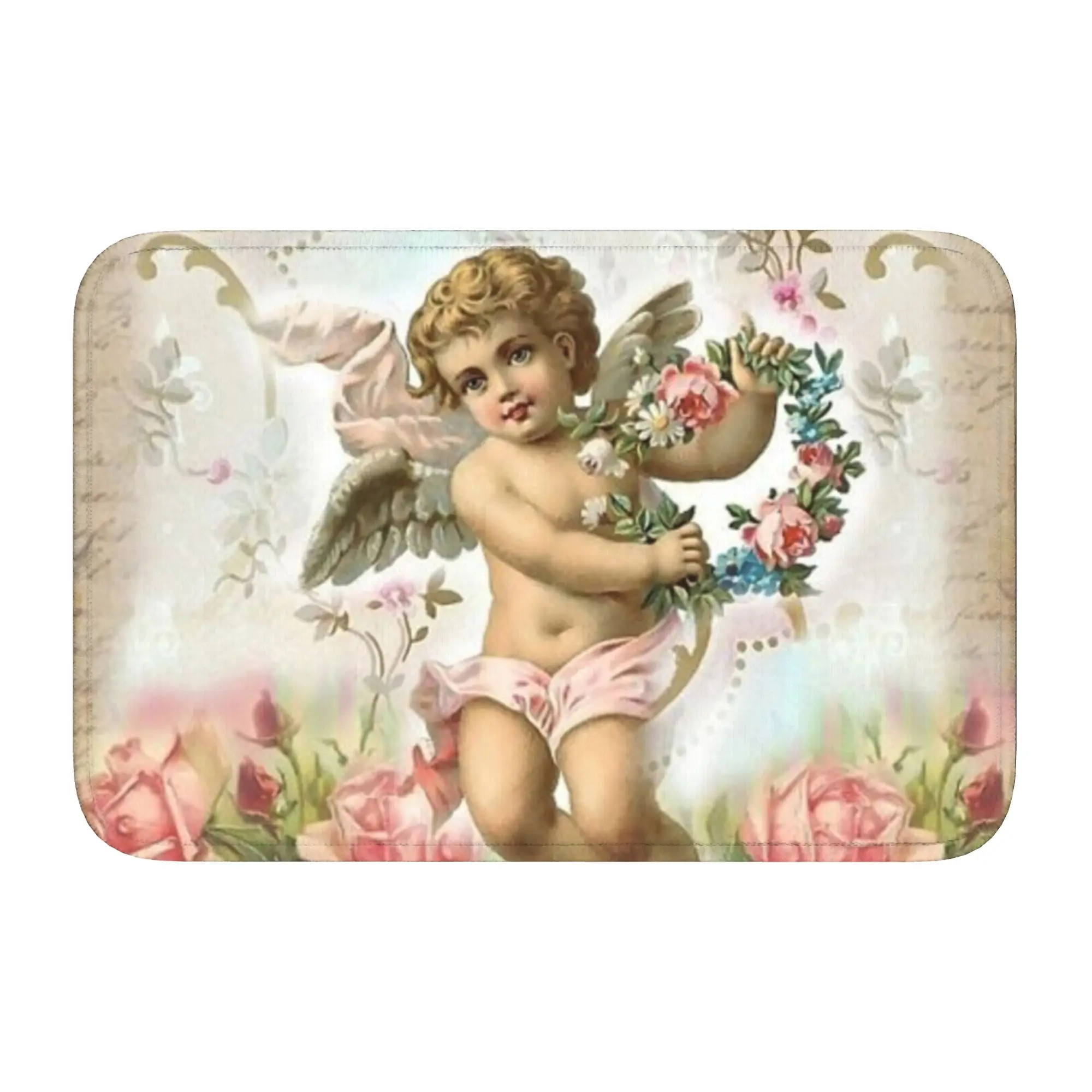 Custom Vintage Rose Victorian Angel Doormat Anti-Slip Entrance Bath Kitchen Door Floor Mat  Garden Rug Carpet Footpad