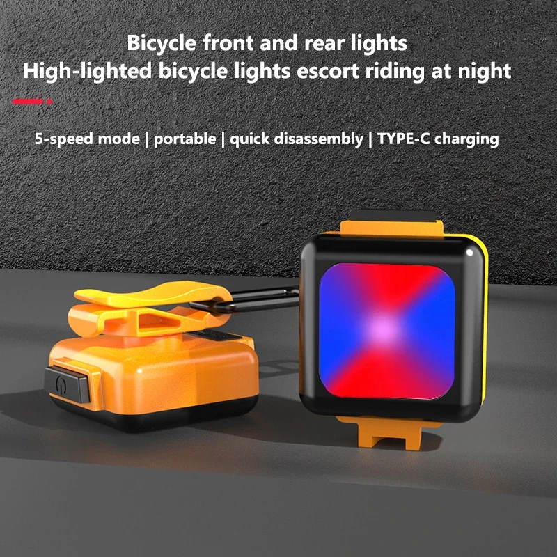 Bike Light Cycling Bicycle Front Rear Light Type-C Charge Headlight Light Warning Taillight LED Lantern Bike Parts Outdoor