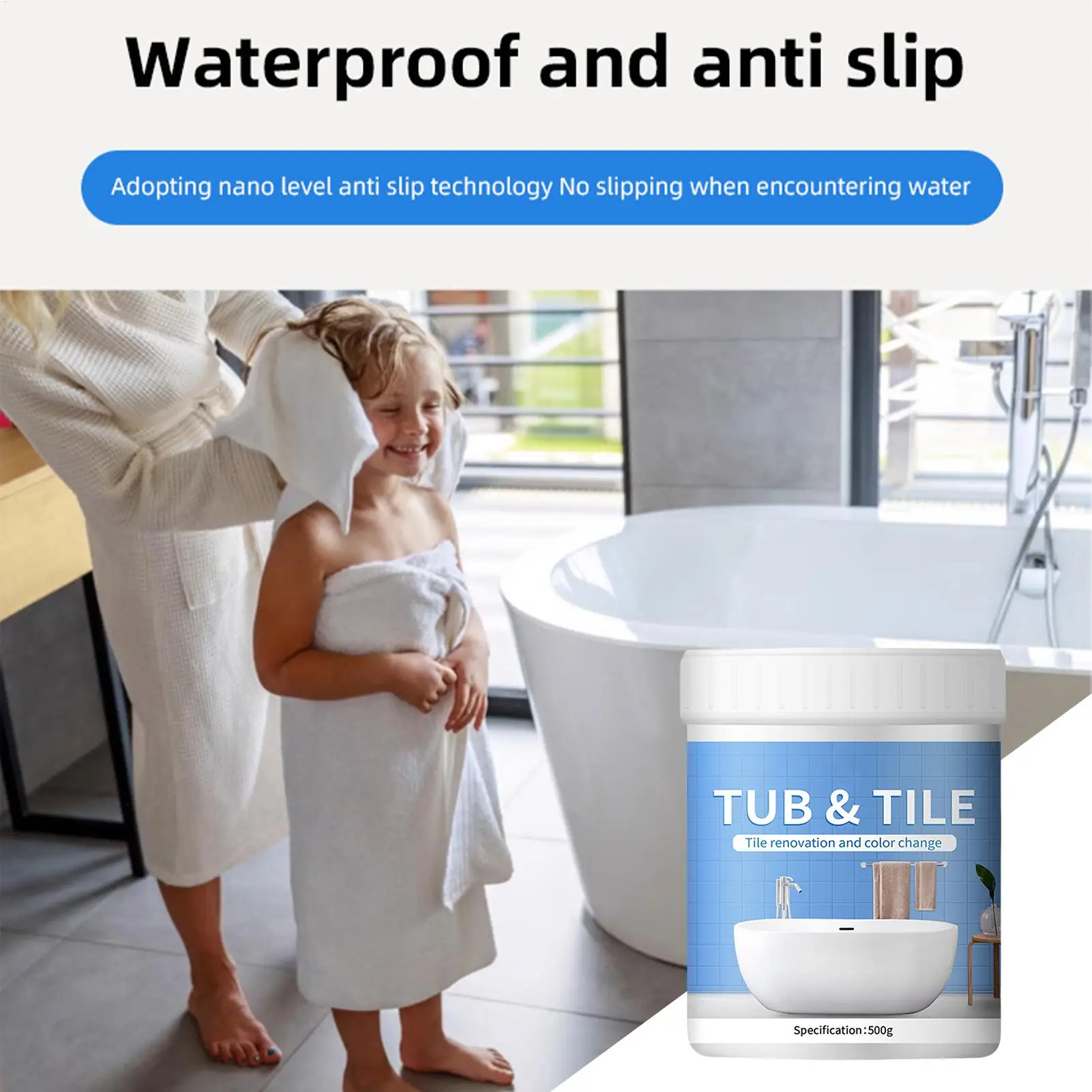 500g Bathroom Tile Paint Kit Water BasedQuick-Dry Bath Refinishing Kit Bathtub Cover-up Kit White Water Basedfor Bathtubs Sink