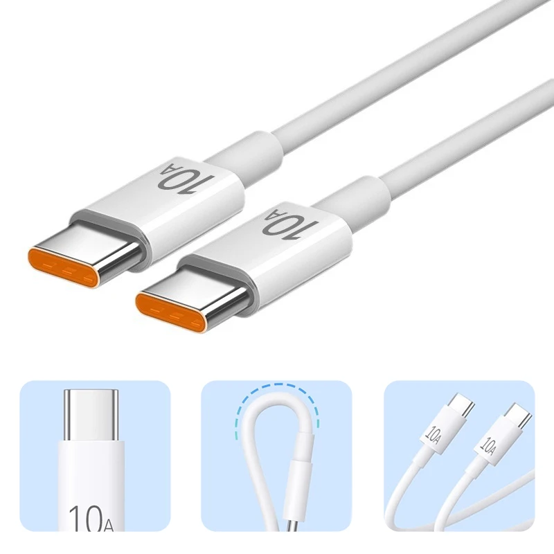 Dual Type-C Data Cable Universal 120W 10A Fast Charger Quick Charging Cable High-speed Data Transfer Wire iPhone Huawei Xiaomi
