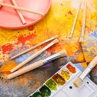 3/6/12/18pcs Stencil Paint Brushes Set Bristle Hair Wooden Handle Perfect for DIY Crafts Watercolor, Oil, and Acrylic Painting 5