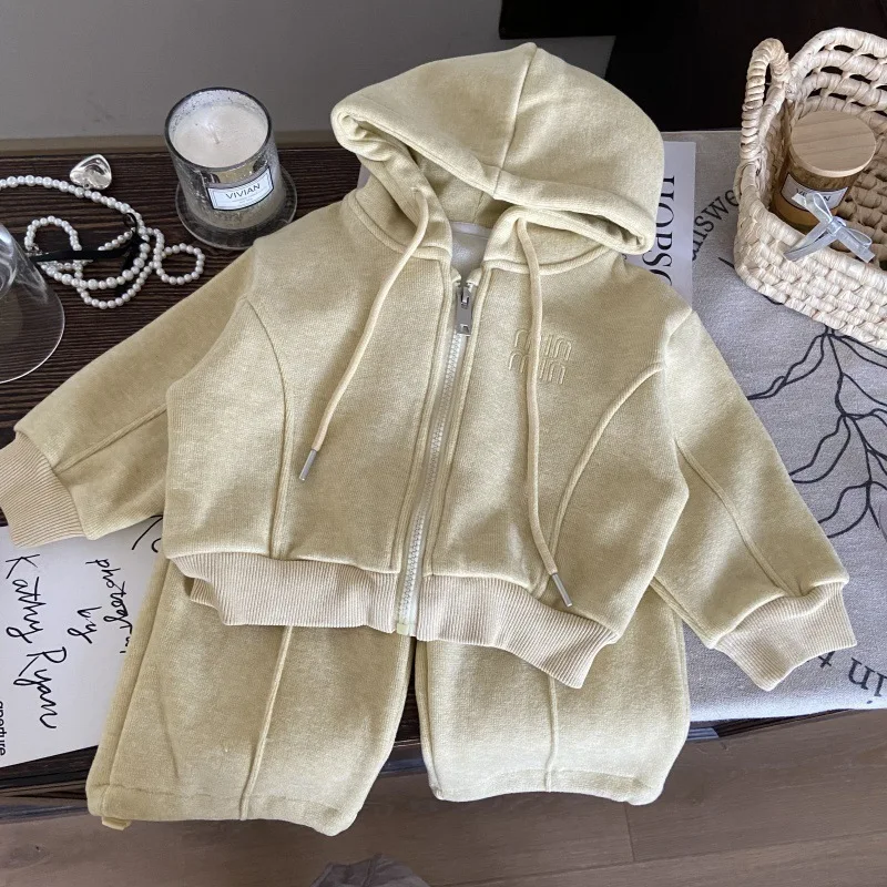 2025 الخريف الشتاء فتاة الأطفال طفل الملابس عادية 2 قطعة مجموعة سترة أنيقة جاكيت زيبرا بنطال ذو قصة أرجل واسعة 3-10 سنوات الزي