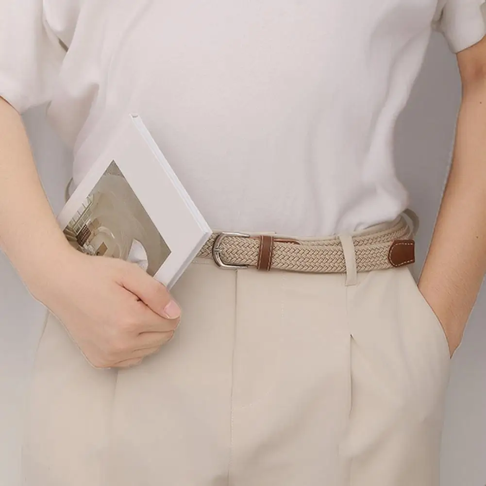 Women Braided Belt Stylish Women's Adjustable Elastic Belt with Pins Braided Detail Fashion Accessory for Versatile Outfit