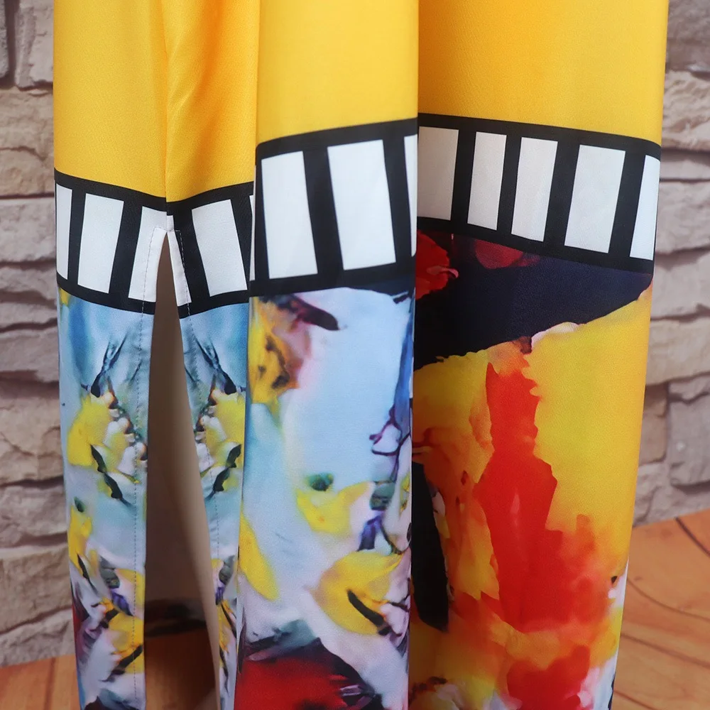 Elegant Office Ladies Straight Dresses for Women Round Neck Short Sleeve Printed Ankle Length Female Birthday Party Dinner Dress