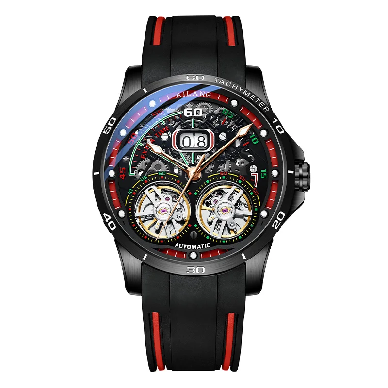 2026 ساعة ميكانيكية أوتوماتيكية توربيون مزدوجة رائعة للغاية ماركة فاخرة ساعات مضيئة مقاومة للماء Reloj Hombre