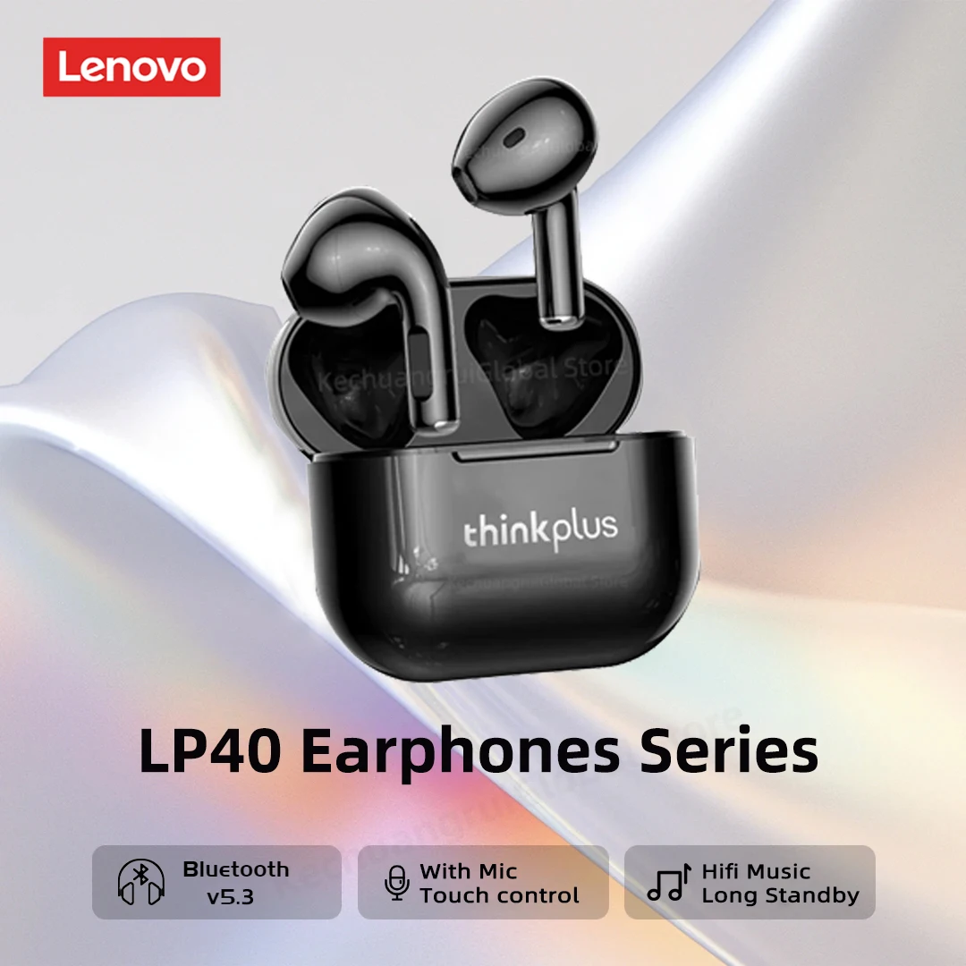 

Original Lenovo LP40Pro LP40 LP40II Wireless Bluetooth 5.3 Earphones TWS HiFi Earbuds Sport headset Long Standby with Mic 2024