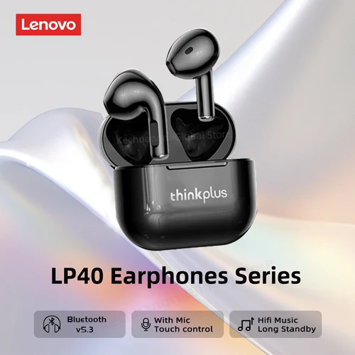 Original Lenovo LP40Pro LP40 LP40II auriculares inalámbricos Bluetooth 5,3 TWS auriculares HiFi auriculares deportivos Larga modo de reposo con micrófono 2025
