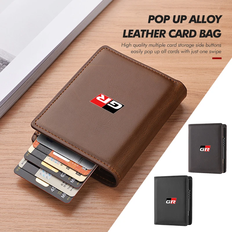 For Toyota Pop-up Leather Car Card Holder Wallet Bank Card holder Auto Accessories GR Sport Gazoo Racing Yaris 86 Corolla Hilux