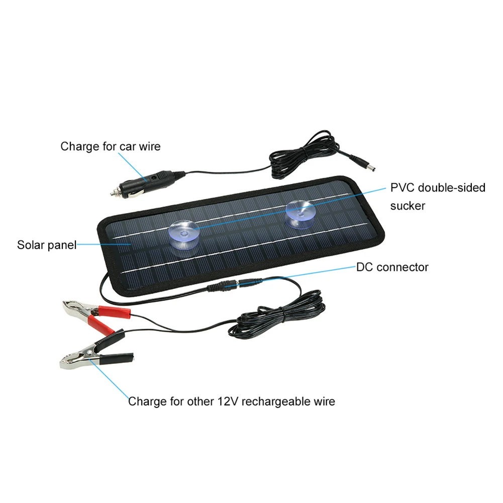 Efficient Battery Charger 12V Solar Charger Camping Built-in Blocking Diode High Solar Efficiency Power Output 12W