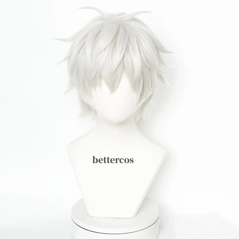 Perruque cosplay Gojo Satoru, cheveux synthétiques, argent blanc, degré de chaleur