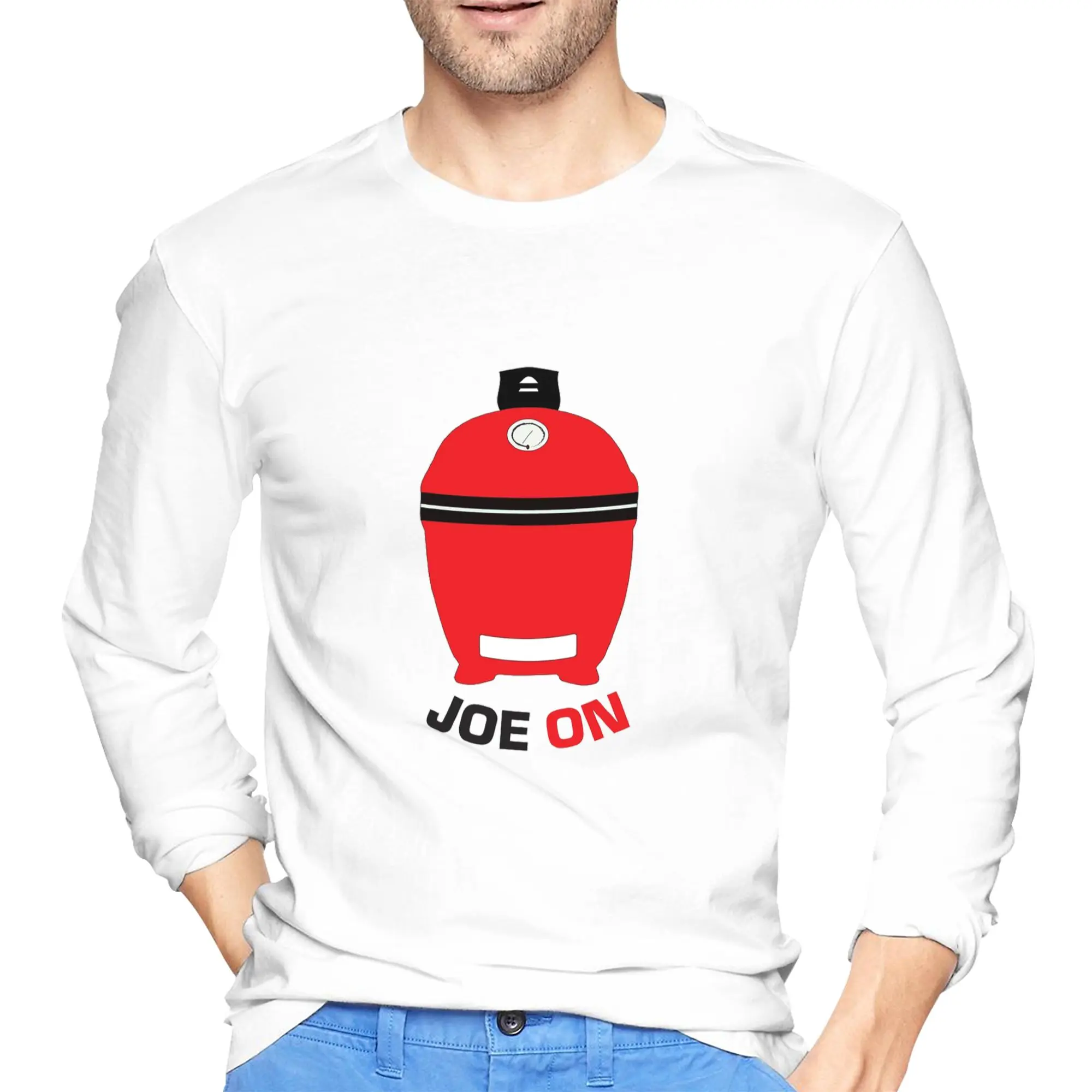 

Kamado Joe BBQ Grill and Smoke Men's Long Sleeved T-shirt Breathable Round Neck T shirts Spring and Autumn Men tops