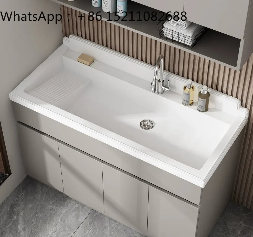 SCY minimalist laundry cabinet combination household integrated laundry basin with rubbing board balcony laundry sink
