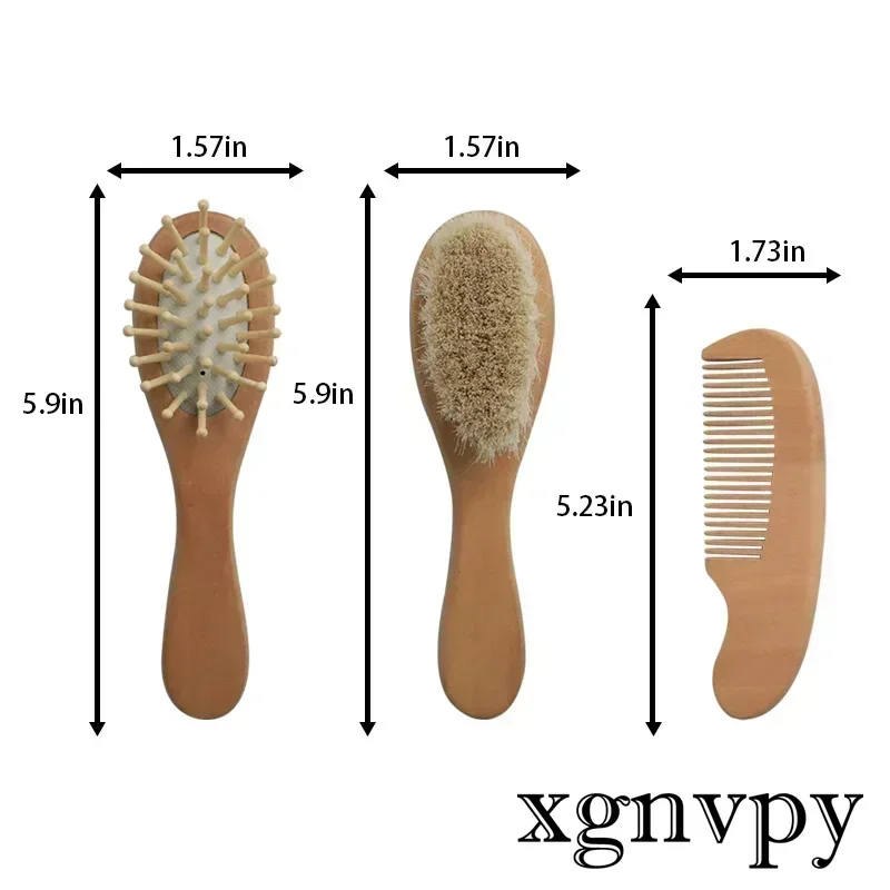 Baby Natural Wooden Boys Girls Soft Wool Hair Brush Head Comb Infant Head Massager Portable Bath Brush Comb for Kids Wool Brush