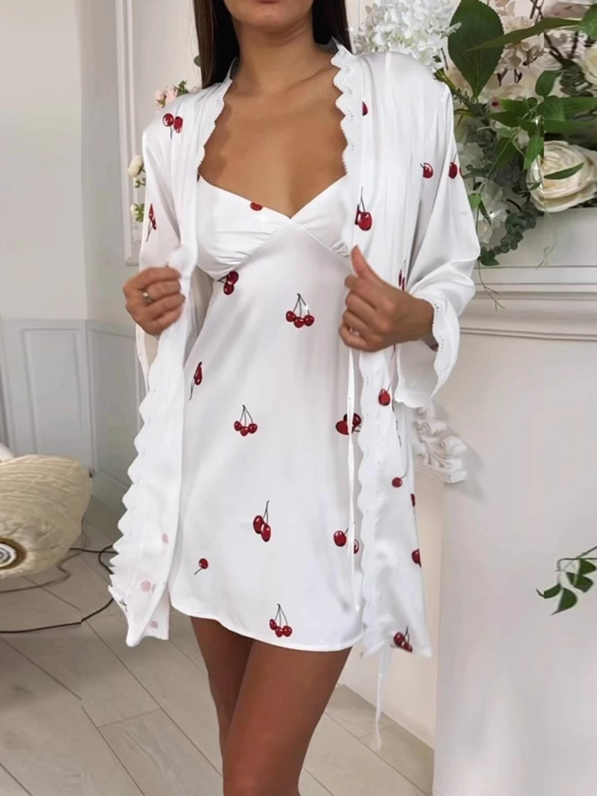 

Женский комплект для сна Marthaqiqi: халат с длинным рукавом, пижама с V-образным вырезом, мини-платье на бретельках, повседневная ночная рубашка