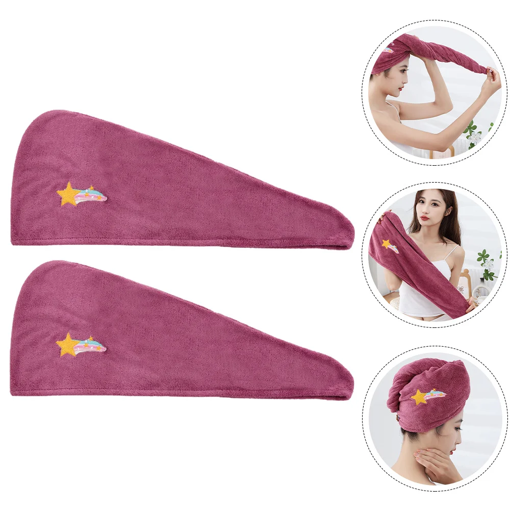 

2Pcs Comfortable Coral Fleece Hair-Drying Hat Quick Drying Towel Wraps for Girls Bath Absorbent Hair Drying Towel