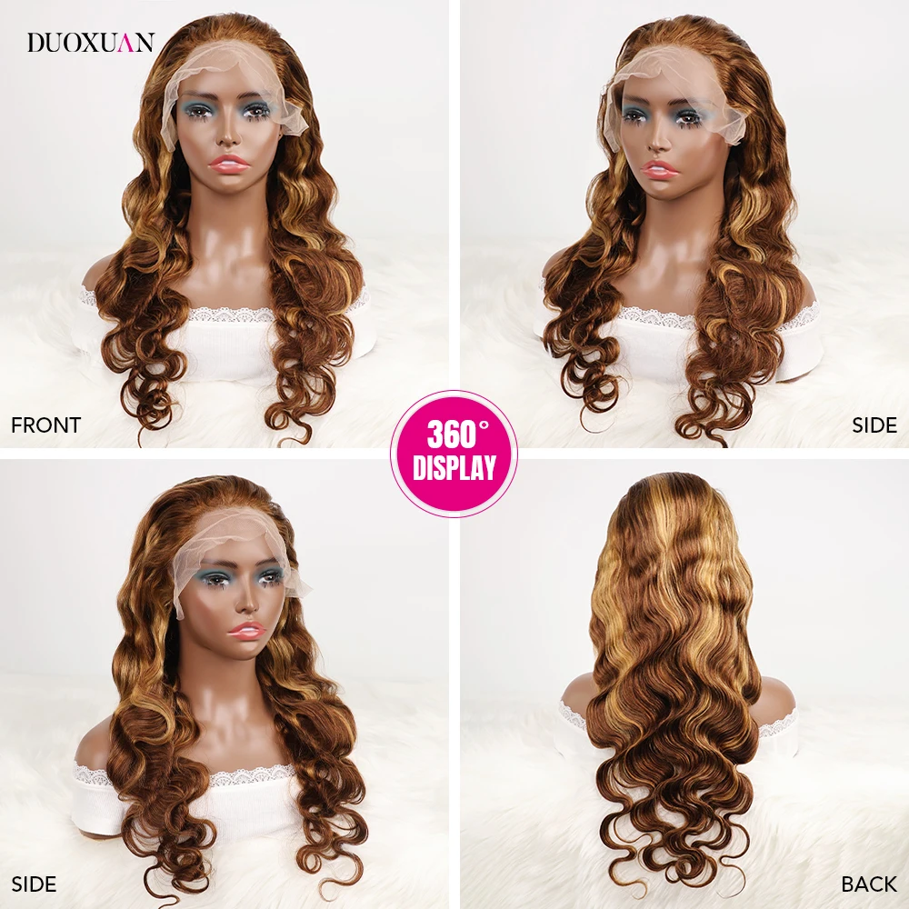 Body Wave Kanten Voorkant Pruiken Echt haar Voorgeplukt 13x6 Pruik van echt haar Braziliaanse pruiken van echt haar voor zwarte vrouwen 4/27 200 Dichtheid