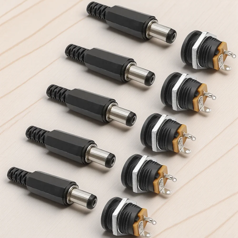 5 قطعة 3A 12 فولت تيار مستمر مقبس إمداد الطاقة 5.5 مللي متر 2.1 مللي متر لوحة جبل موصل سالب محول القابس للاستخدام الكهربائي المنزلي