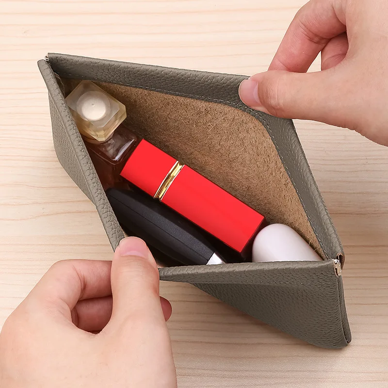 Autism Closure Layer Genuine Cowhide Long Wallet, Passport, Driver's License Certificate Set, Lipstick Storage,It's Not Pu Leath