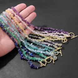 Fashion Summer Stone Choker Necklace Natural Irregular Aquamarine Quartzs Apatite Gravel  Beads Necklaces For Women Jewelry Gift