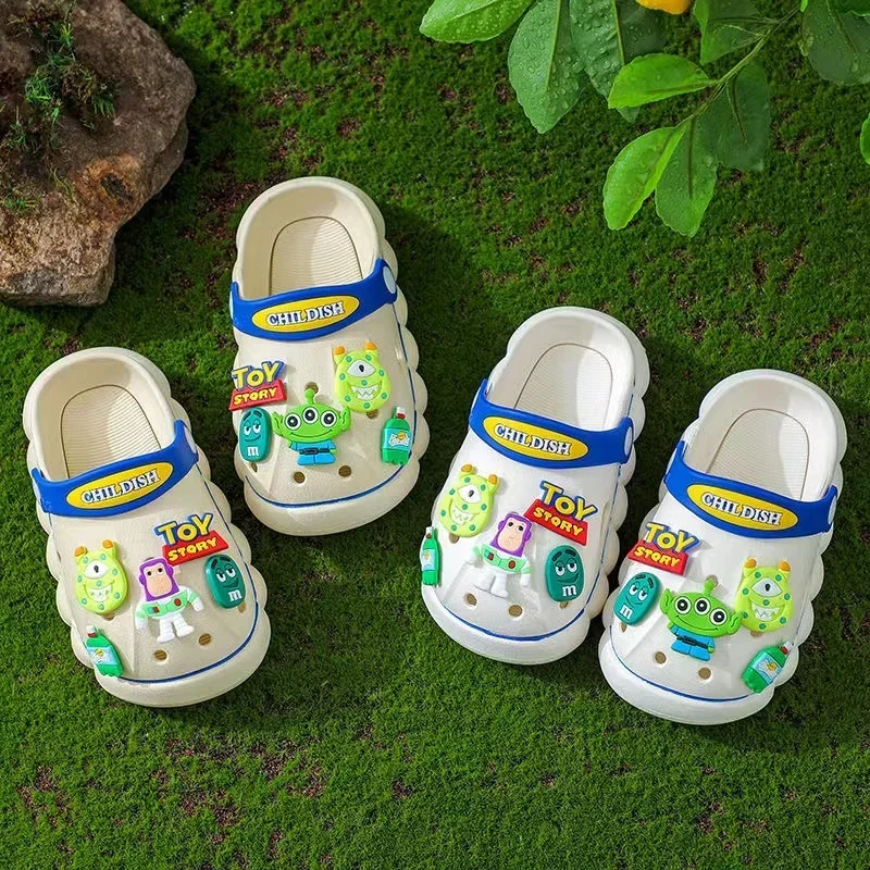 Disney-Sandales fermées pour bébés garçons, chaussures de plage souples, pantoufles de sport, imprimé Buzz Lightyear, dessin animé Toy Story,