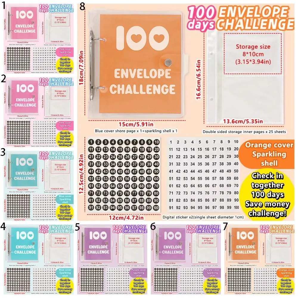 Loose Leaf 100 Day Envelope Challenge Binder Tear Resistant PVC Savings Challenge Binder Waterproof Mini Budget Binder Notebook