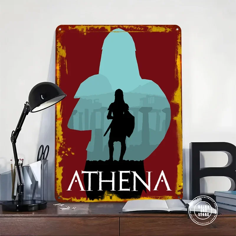 Mythology - Athena Metal Poster Customized Wall Art Retro Vintage Tinplate Signs for Home Decor Living Room Decoration At Home