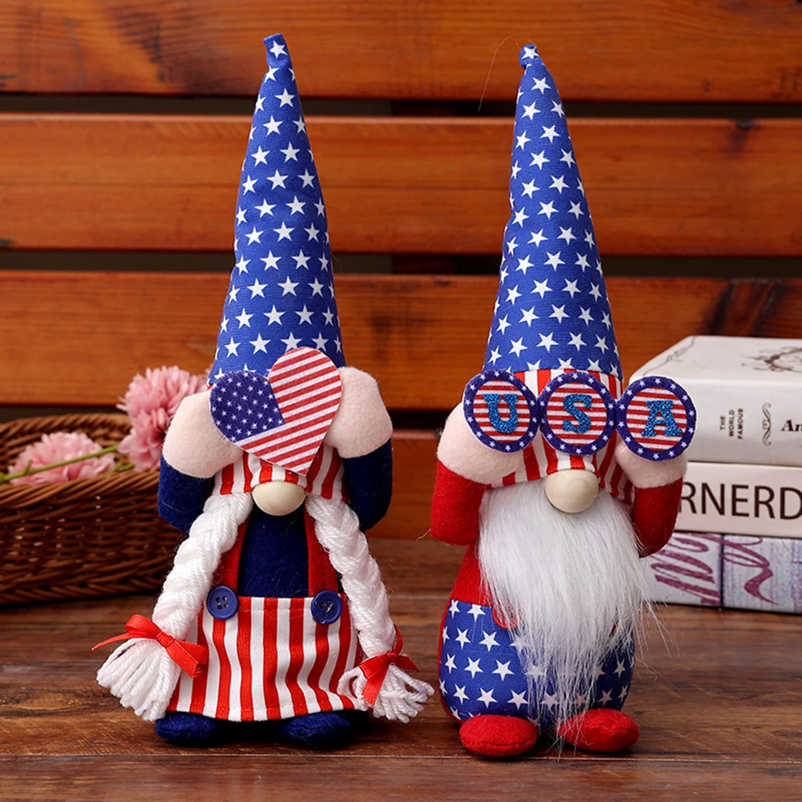 4th of July Gnome Decoration Cute Independence Day Mr & Mrs Swedish Tomte Gnome Ornaments Table Centerpieces