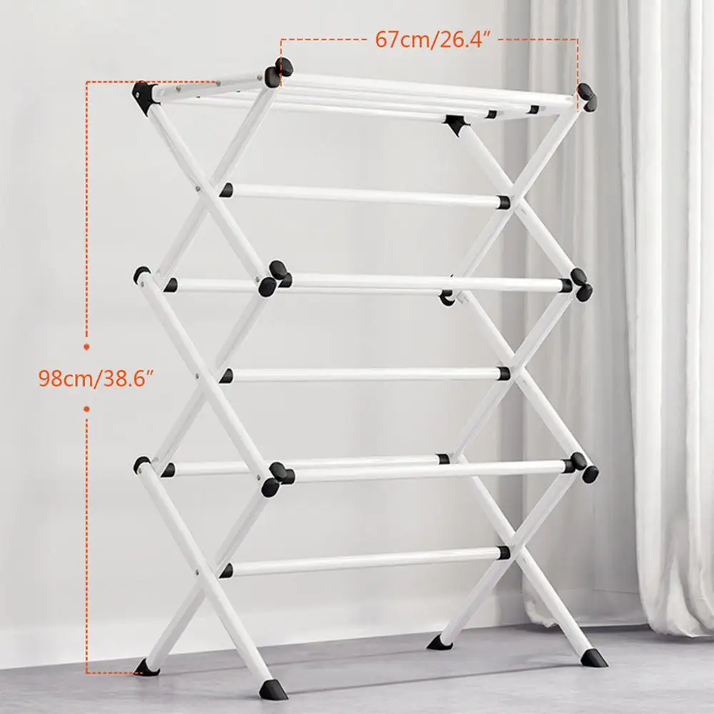 3 Tier  Folding Clothes Horse Airer Drying Rack Laundry Dryer Concertina Indoor Outdoor