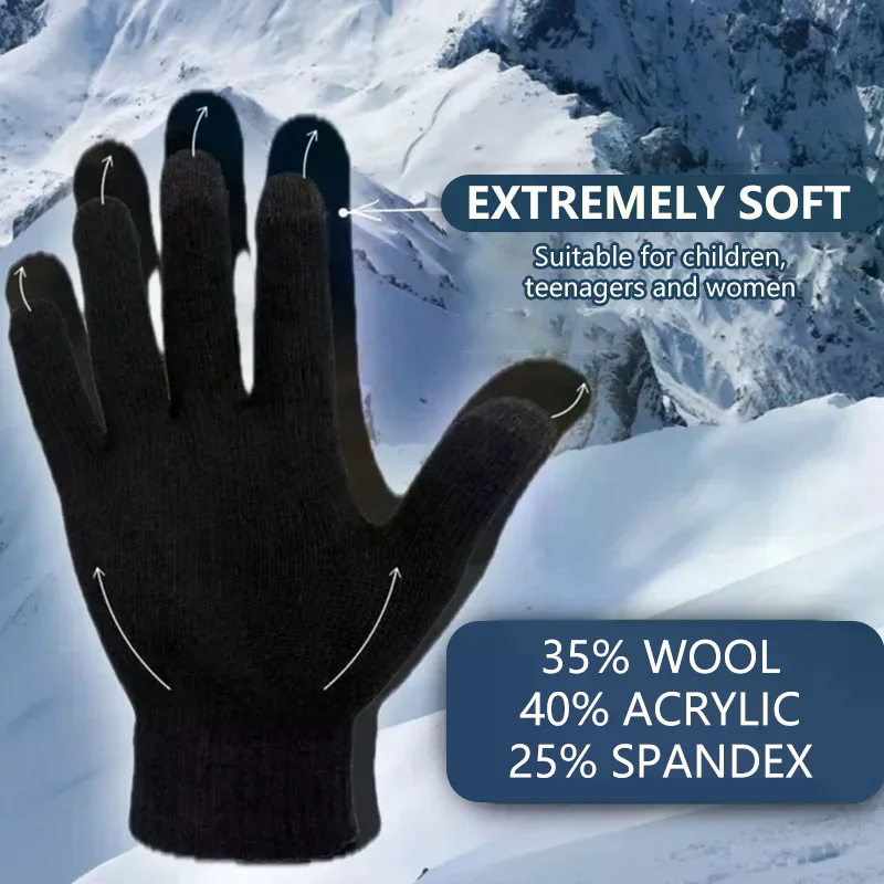 

Мужские зимние утолщенные вязаные перчатки с сенсорным экраном для езды на велосипеде на открытом воздухе, защиты от холода и тепла