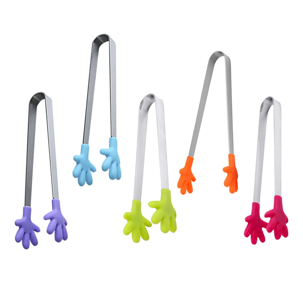 5 Pcs Tweezers for Kids Palm Silicone Clip Sugar Cube Tongs Small Serving Tiny Ice Mini Child