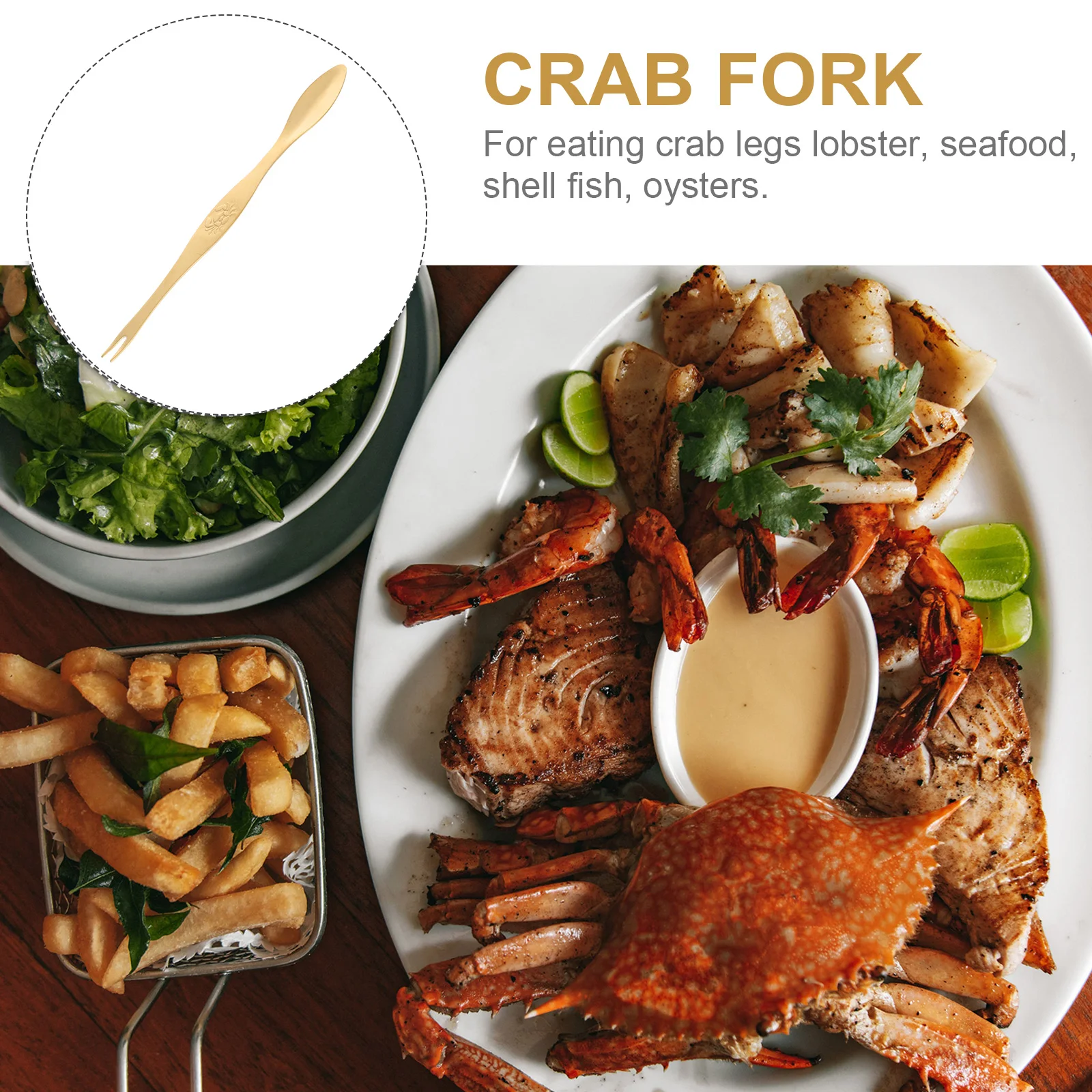 

6pcs Crab Needle Spoon Stainless Steel Seafood Tool Golden Forks Silver Food Picks Crawfish Sheller Lobster Eating Kitchen Bar