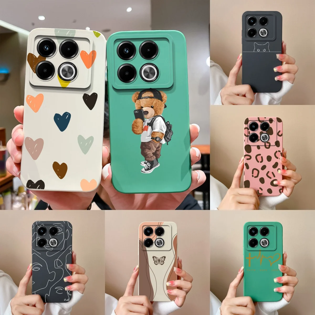 

Чехол для Infinix Note 40 5G Love Heart Cute Bear Liquid Прочный противоударный высококачественный чехол для infinix note 40 5g Coque Funda