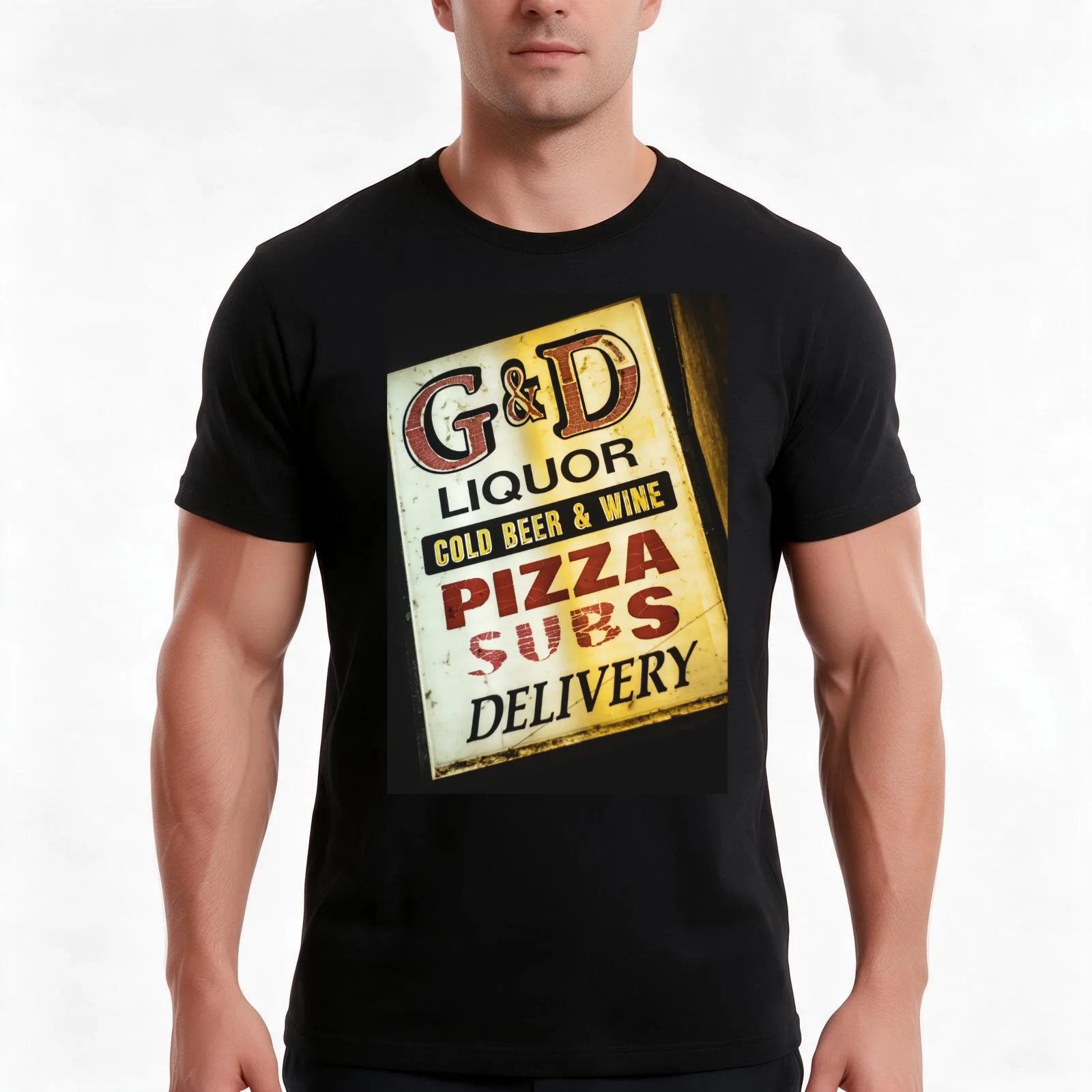 Throwback G&D Sign T-Shirt, Summer Casual Cotton Tee, Oversized Streetwear Tops, Vintage Graphic Print, Loose Fit Short Sleeve