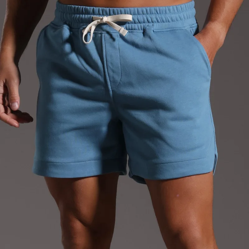 2026 European Sexy Stand Pocket Basic Shorts Men Casual Running Beach Short Pants Solid Blue White Soft Drawstring Shorts New