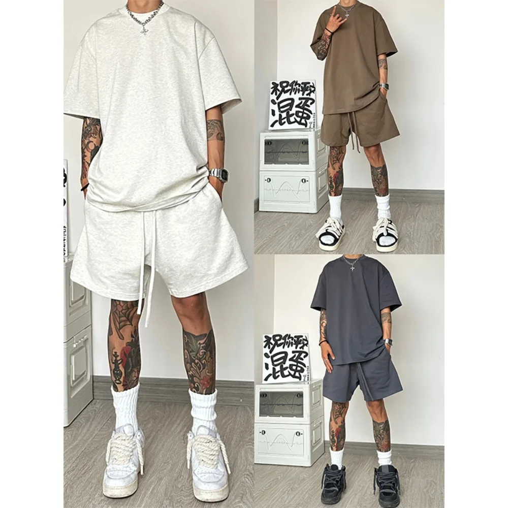 

Sports and Leisure Set for Men's Summer High-end Men's Wear, Paired with Short Sleeved T-shirt Shorts Two-piece Set