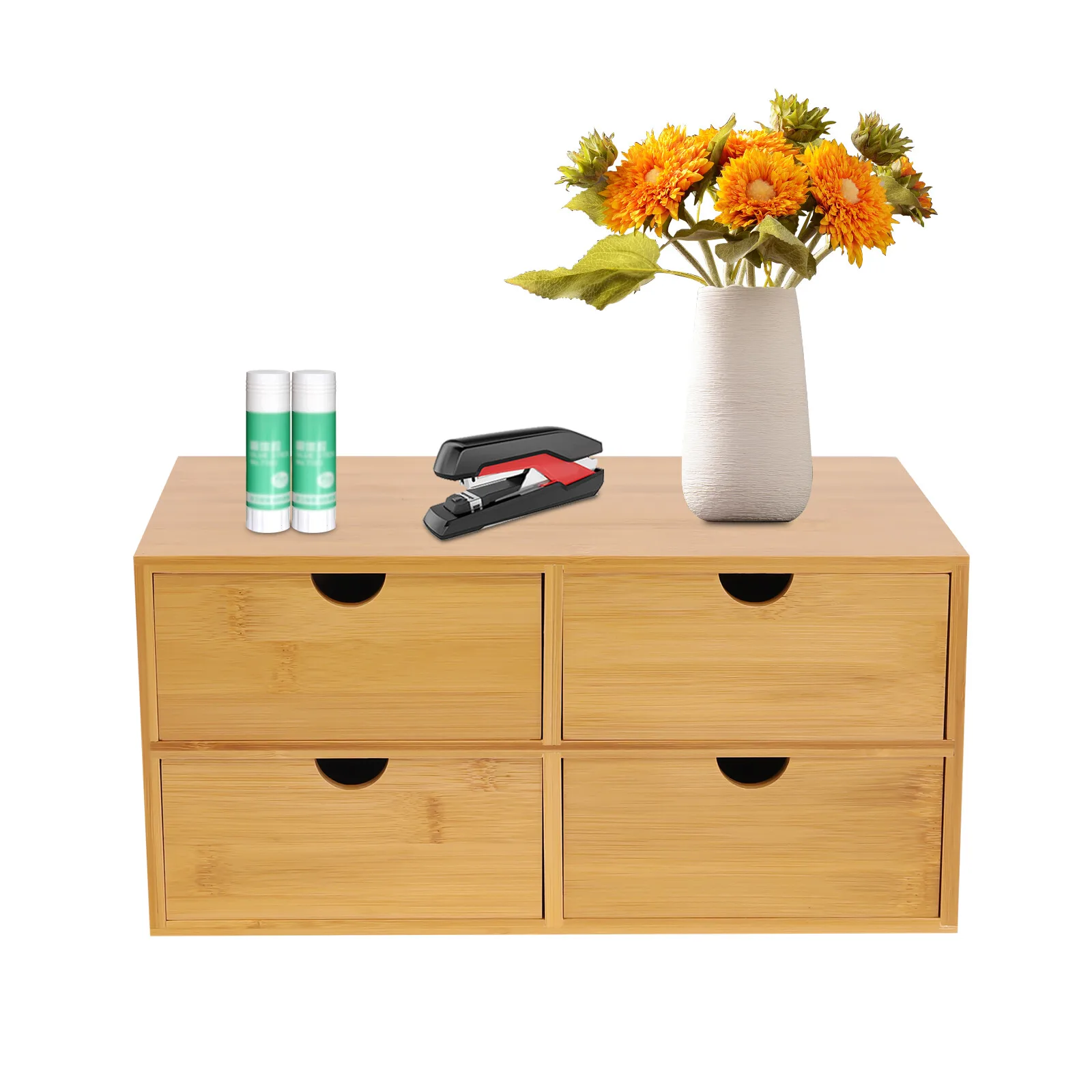 Elegant Bamboo Desktop Organizer with Four Drawers