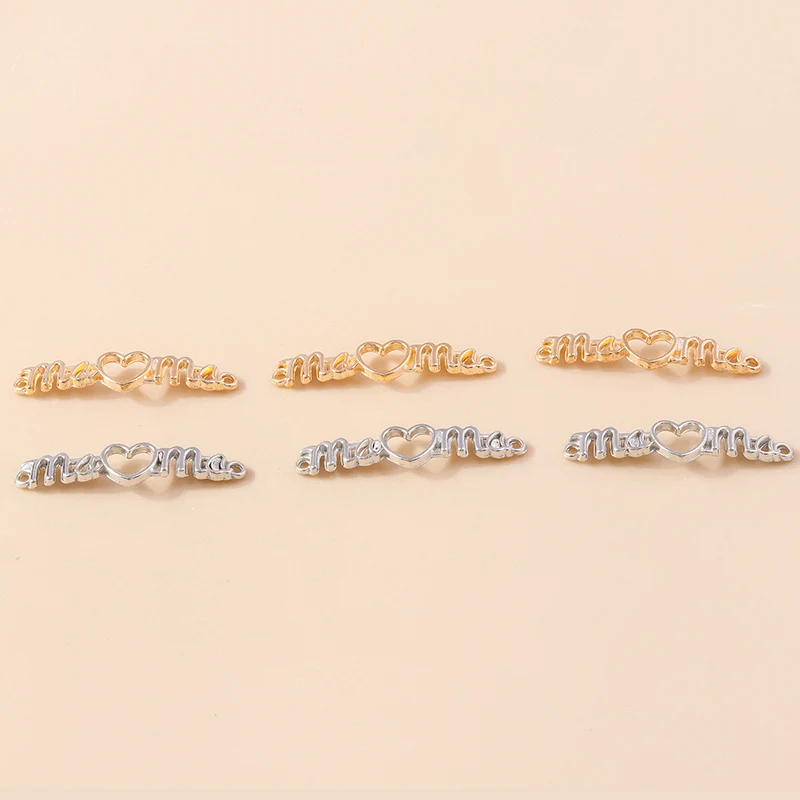 Leslie 20 Stück 40*9mm Metalllegierung Hohle Buchstaben-Anhänger Mama Charms Schmuck DIY Halskette Armband Ohrringe Herstellung – Detail 7
