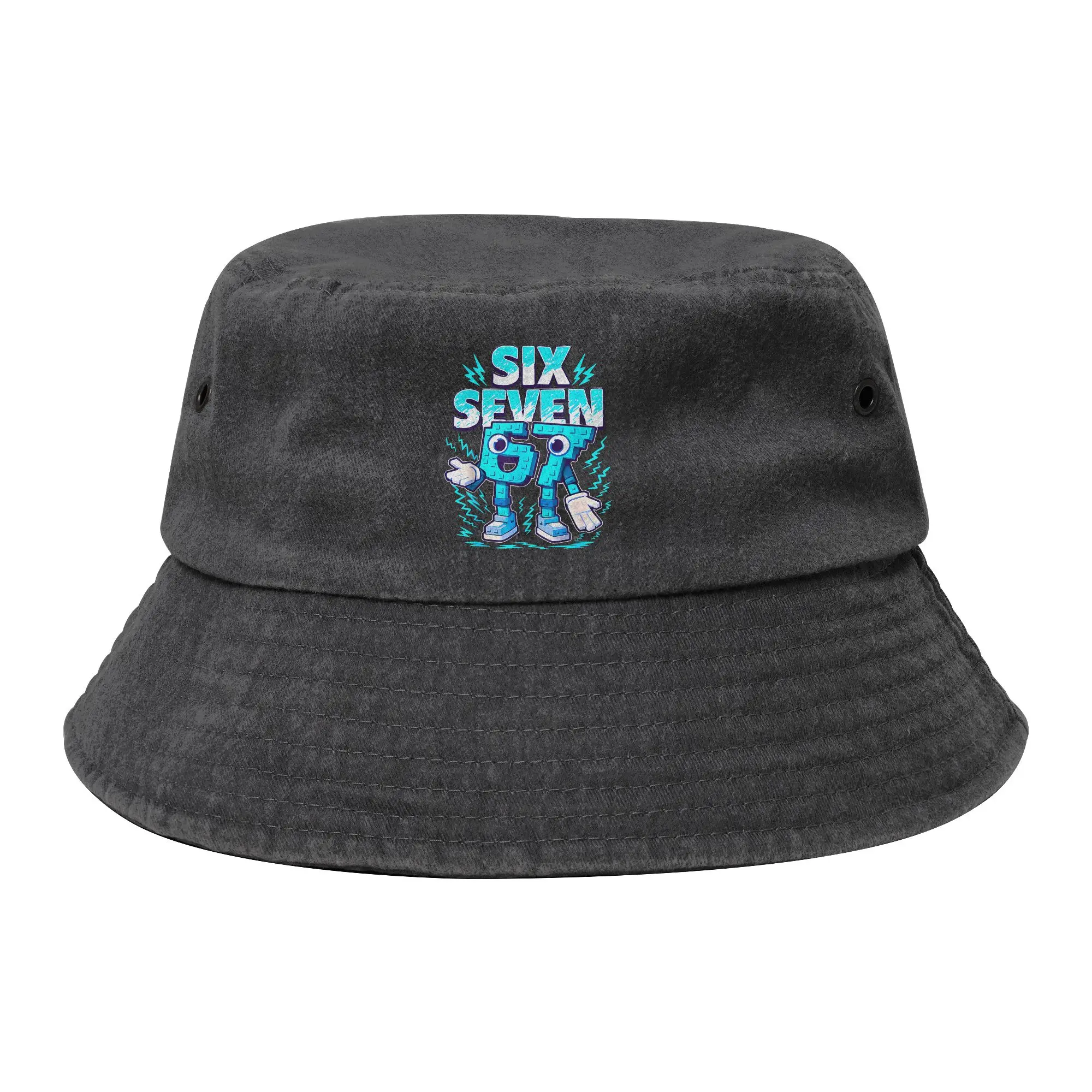 67 Six Seven Funny Brainrot Meme Bucket Hats for Teen Beach Distressed Denim Washed Sun Hats Outdoor Fishing Fisherman Hats