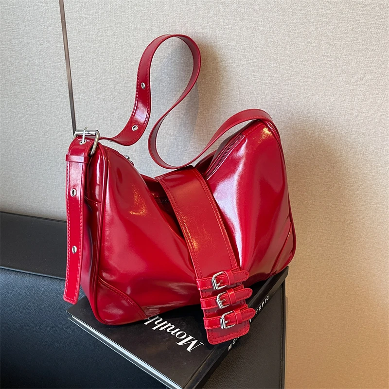 

Silver Soft Leather Crossbody Bags for Women Luxury 2024 Y2k Korean Fashion Underarm Shoulder Bag Female Armpit Bag Handbags