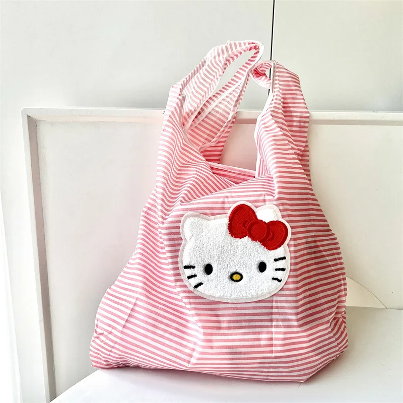 Hello Kitty Sanrio Plush Kawaii Cartoon CuteDolls Oxford Cloth Shopping Bag Anime PlushToys for Girls Kids Toys Birthday Gift