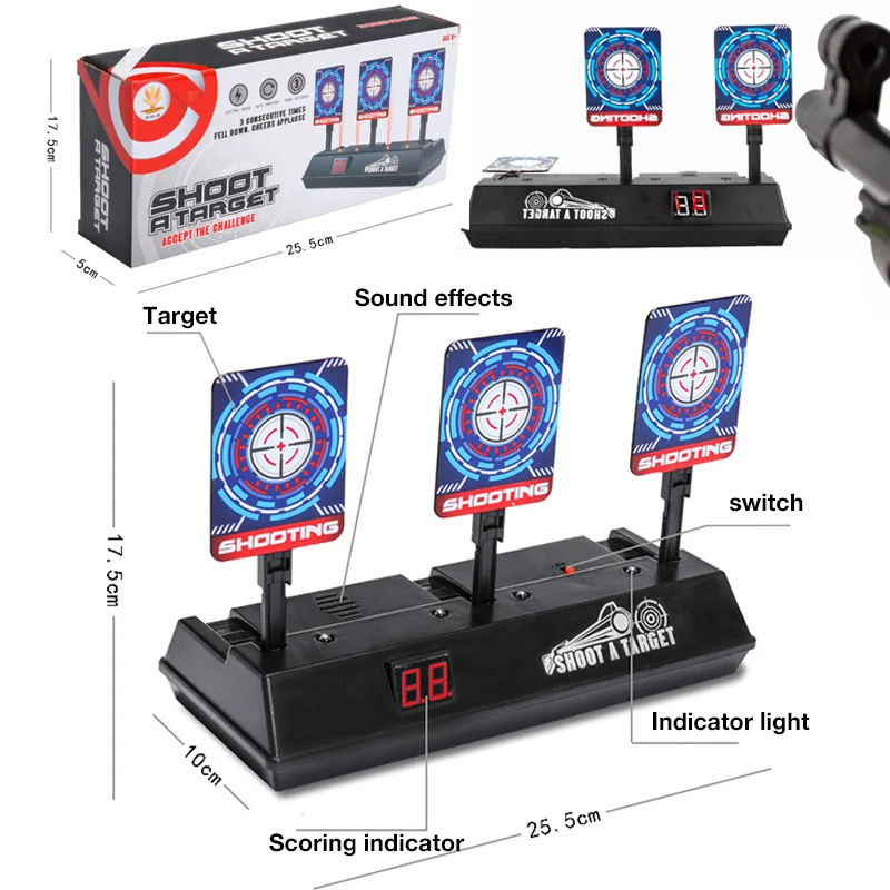 Accesorios para pistolas DIY, puntuación de alta precisión, reinicio automático, objetivo eléctrico para balas, pistolas deportivas al aire libre para pistolas Nerf