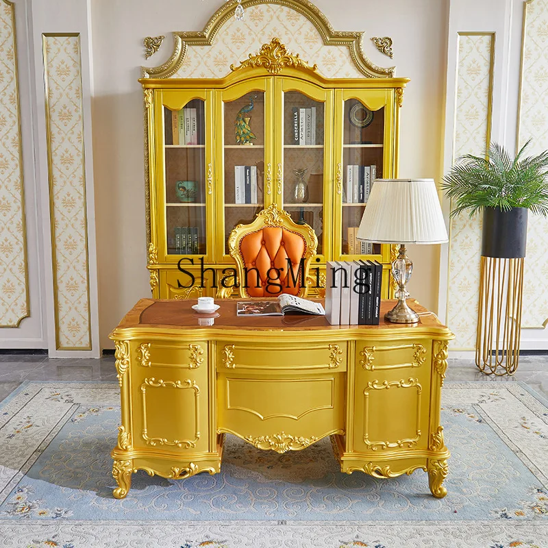 CL Solid Wood Desk Luxury Villa Study Computer Desk Writing Desk Home High-end Office
