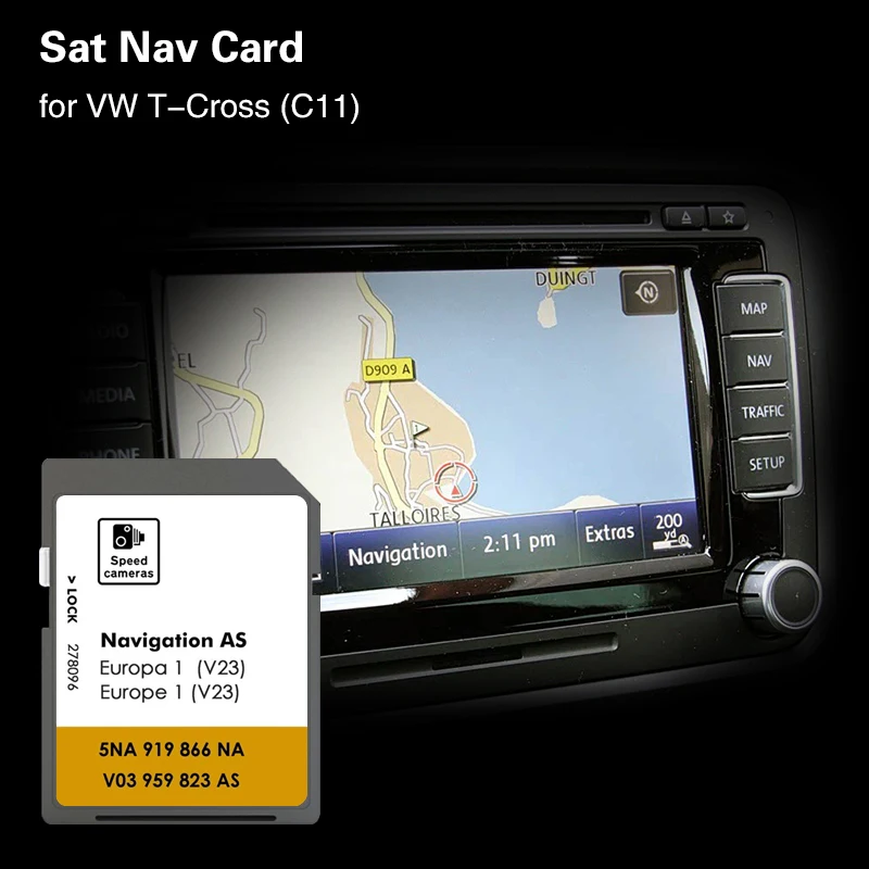 

for VW T-Cross C11 Navigation SD AS V23 Map GPS Update Version Data Sat Nav France Germany Car Memory Card