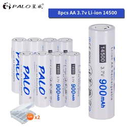 PALO 14500 Lithium Battery 900mAh 3.7 V AA  Li-ion Rechargeable 2A batteries For Led Flashlight Headlamps Torch Mouse Toys Clock