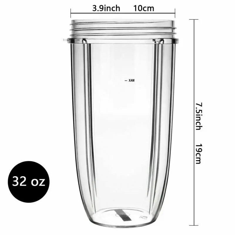 Plastic Cup For Nutribullet Replace Large Cup Mug 600/900w Spare Cup 18oz/24oz/32oz Transparent Ergonomic Grip Design Cup