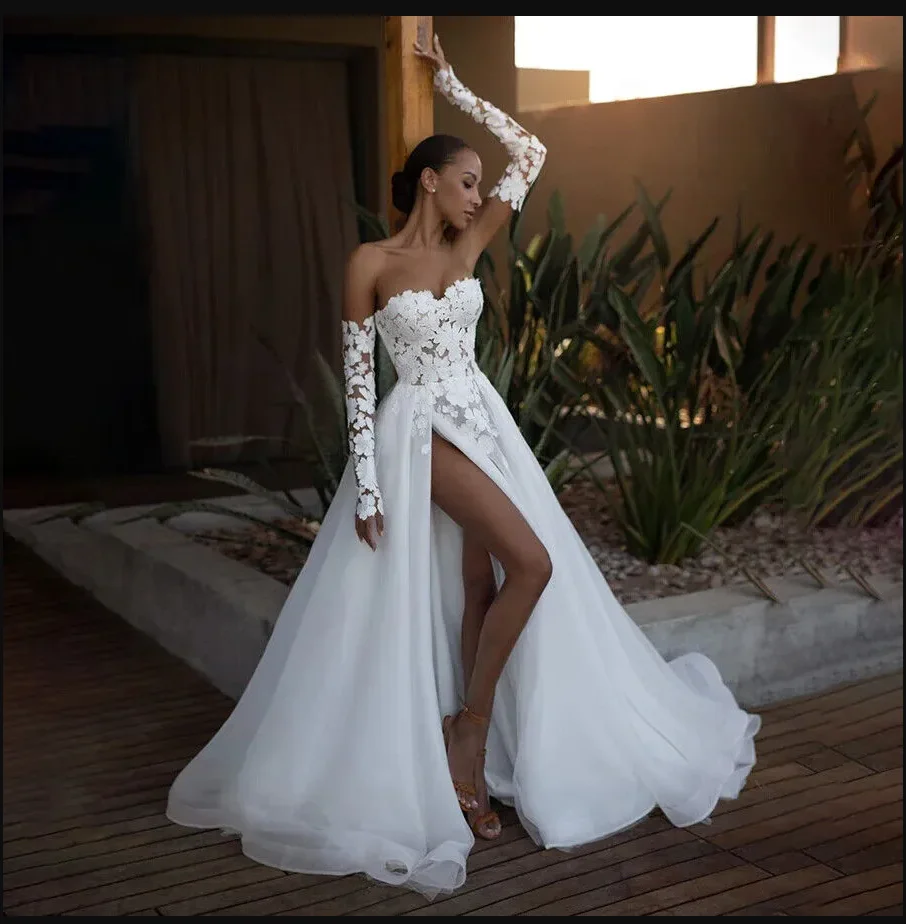 Sem mangas barco pescoço uma linha vestidos de casamento botão voltar ruched cetim vestido de noiva laço cinto jardim mariage
