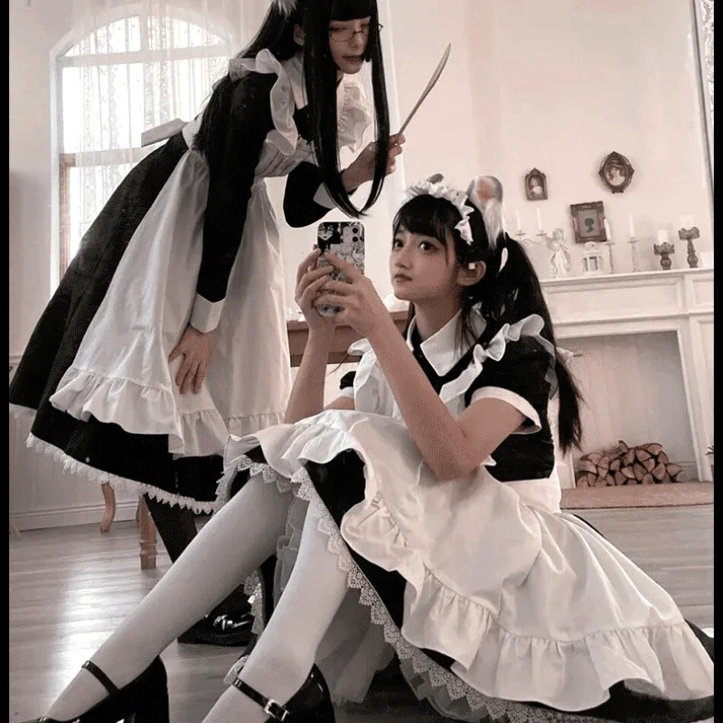 3 Style Classical British Maid Role Play Japanese Kawaii Anime Cartoon Apron Maid Outfits Plus Size Love Live Cosplay Costumes