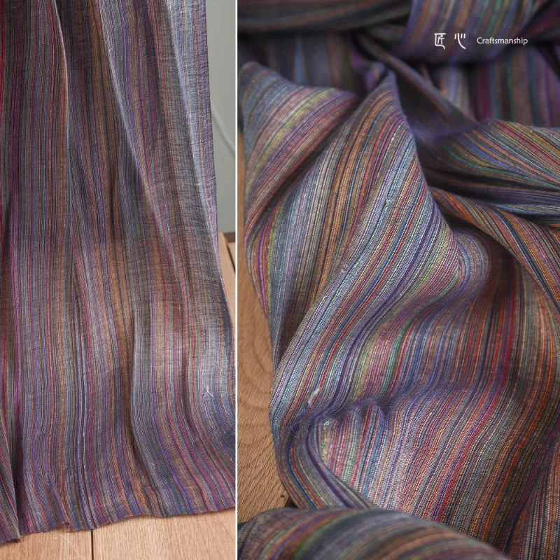 Stripe Yarn-dyed Fabric Cotton Linen Material  Drape Clothing Designer Apparel Sewing Fabric Cloth for By The Meter Diy Material