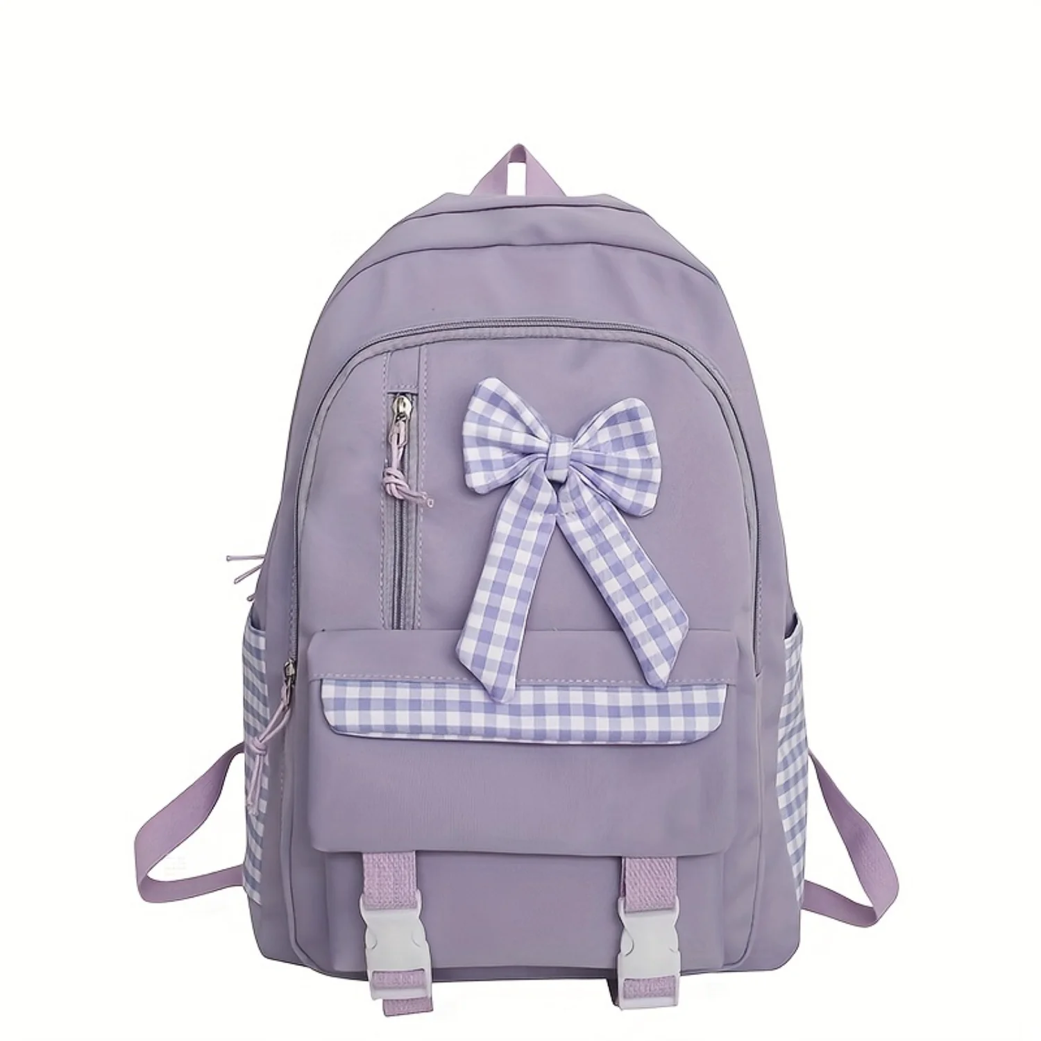 

Kawaii Plaid Pattern Laptop Backpack with Bowknot Decor - Stylish School Bag with Travel Book Bag for Teen Girls Lunch bags